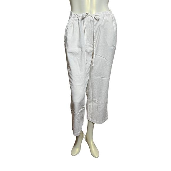 SAG Harbor White Linen Blend Drawstring Pants Size 14 – Casual Comfort - Picture 1 of 16